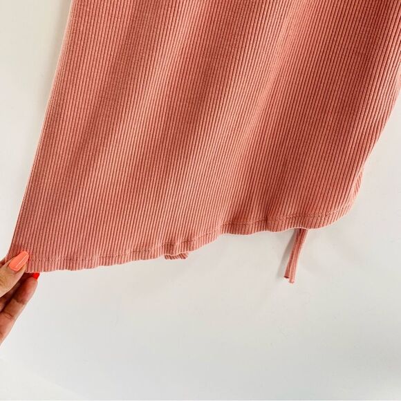 Sweaty Betty Women’s 4/6 Weekend Cinch Side Midi Dress Rose Pink Stretchy Rib - Picture 8 of 9